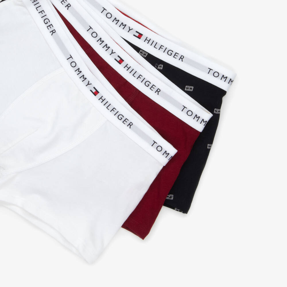 Tommy Hilfiger-Boys Navy Blue, White & Red Cotton Boxer Shorts (3 Pack) | Childrensalon Outlet