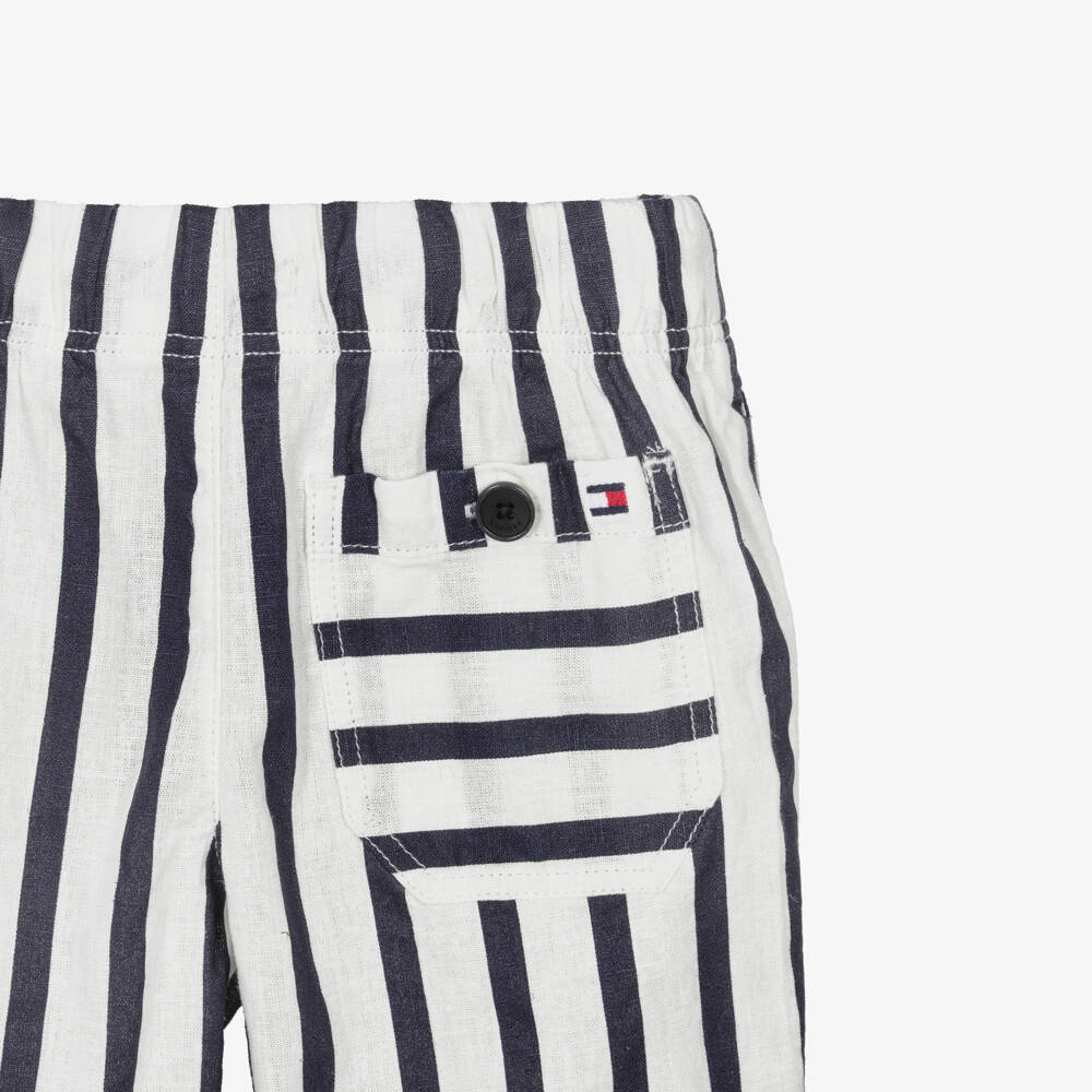Tommy Hilfiger-Boys Navy Blue & White Striped Drawstring Shorts | Childrensalon Outlet