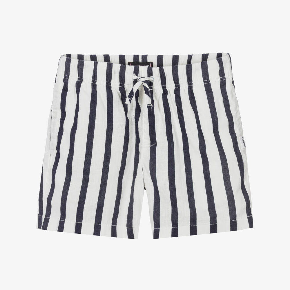Tommy Hilfiger-Boys Navy Blue & White Striped Drawstring Shorts | Childrensalon Outlet