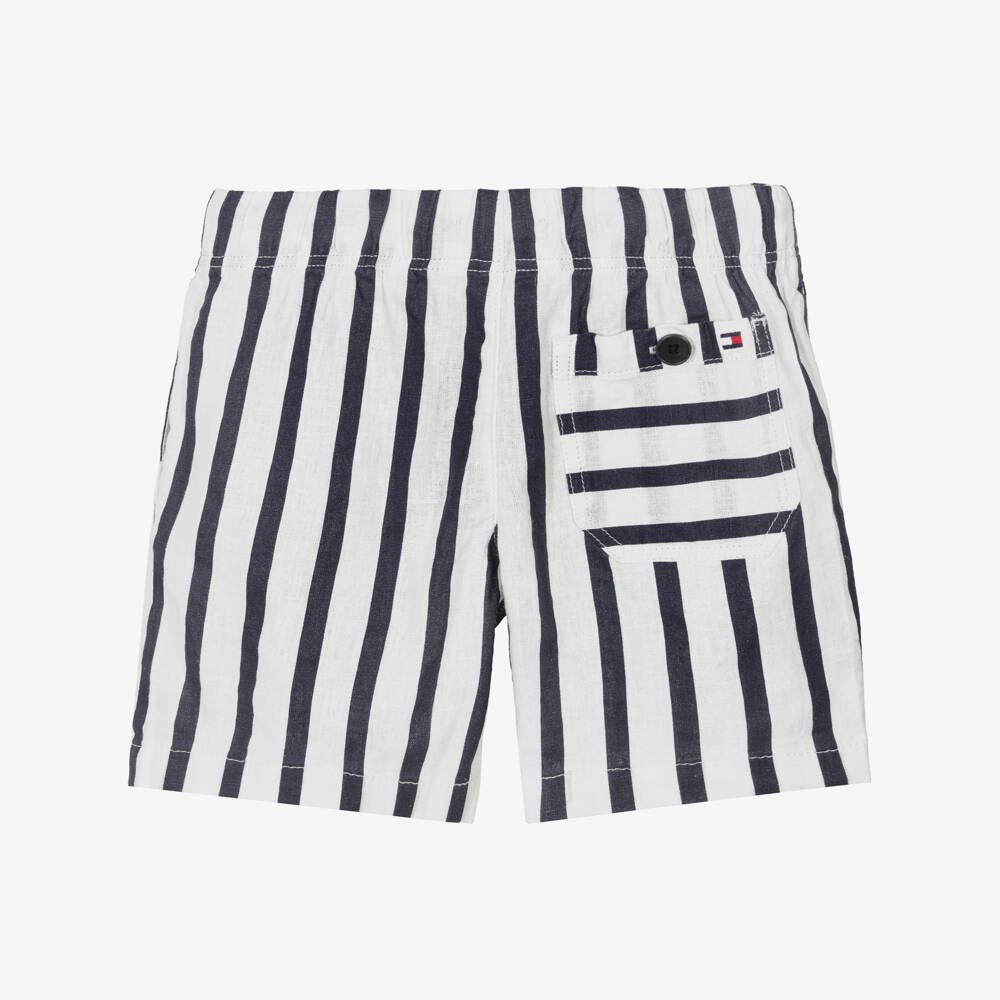 Tommy Hilfiger-Boys Navy Blue & White Striped Drawstring Shorts | Childrensalon Outlet