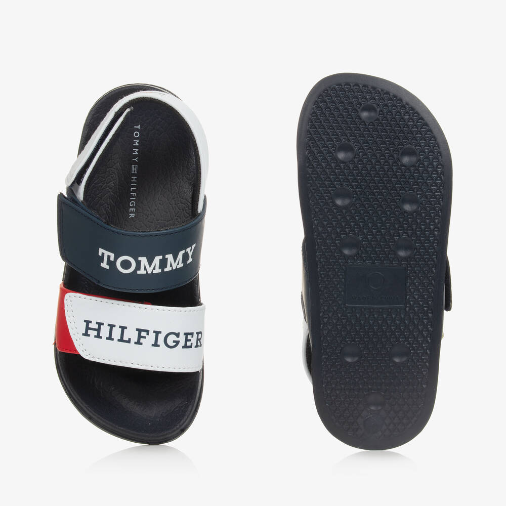 Tommy Hilfiger-Boys Navy Blue & White Velcro Sandals | Childrensalon Outlet