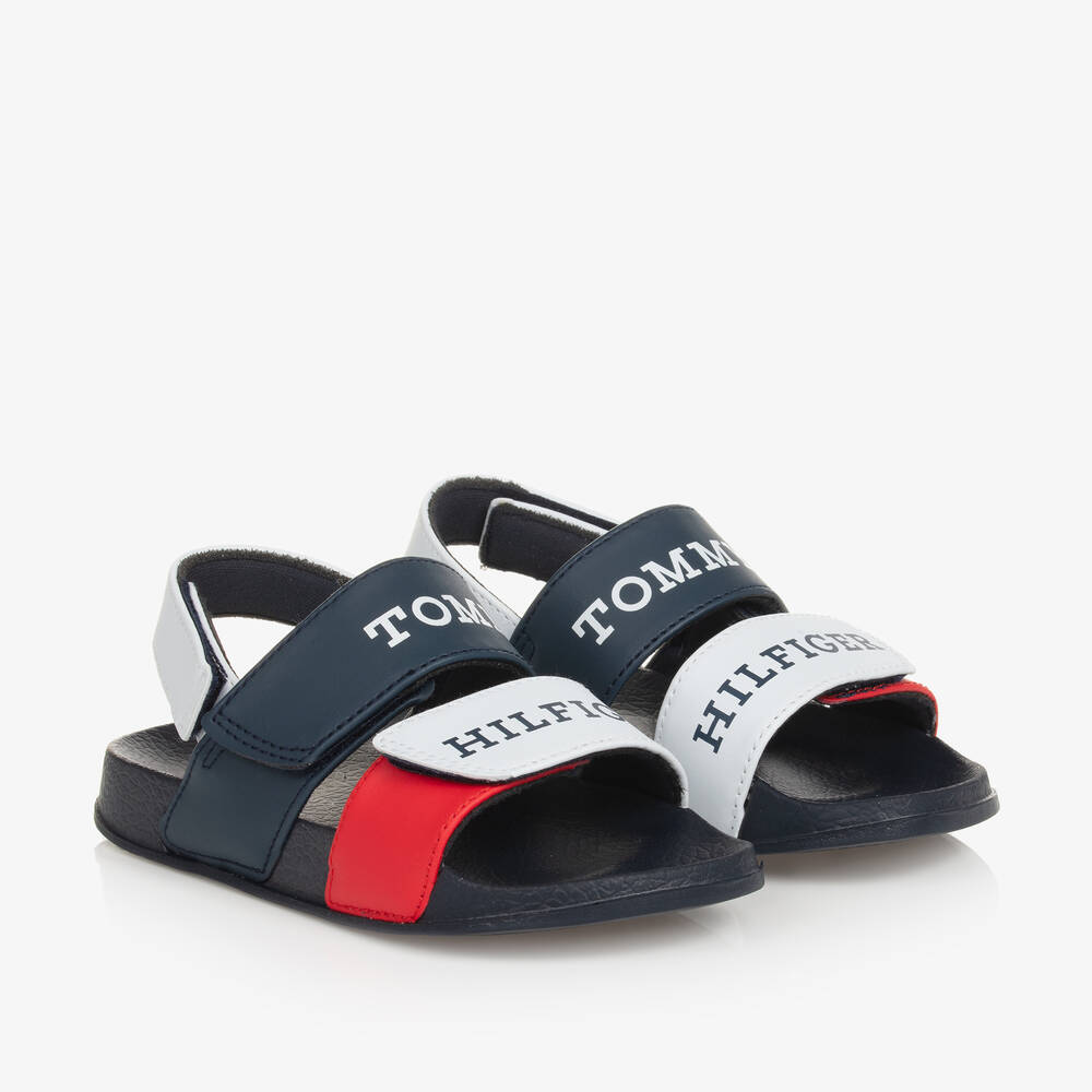 Boys Navy Blue White Velcro Sandals