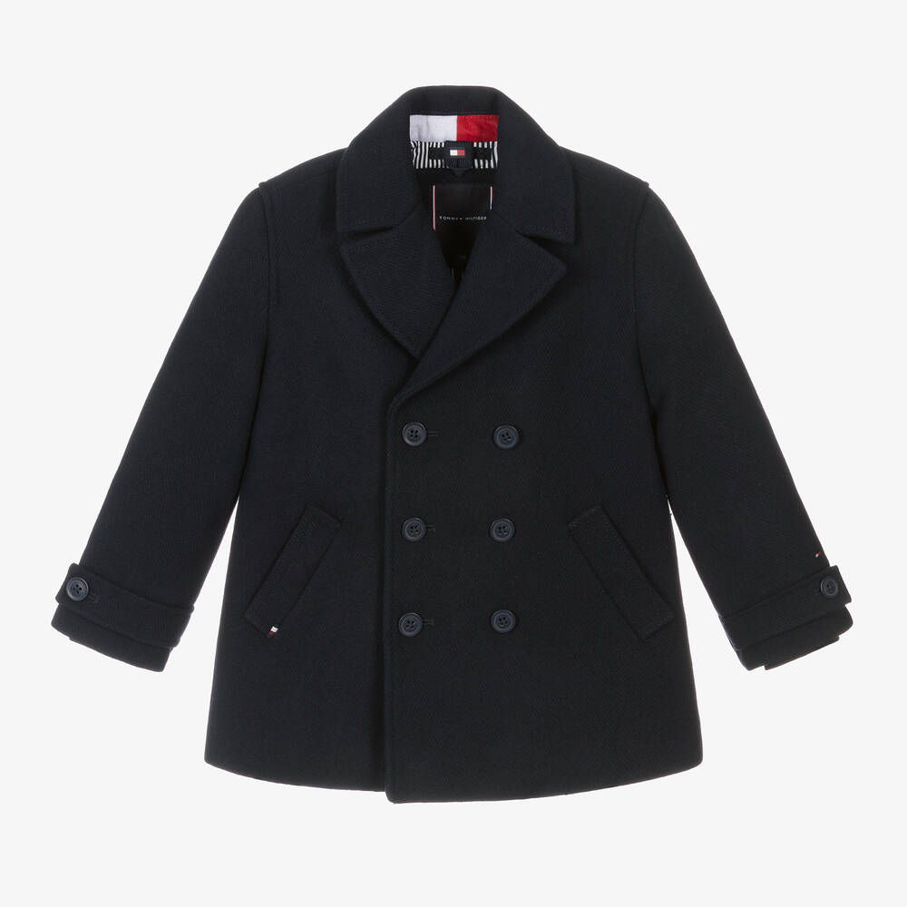 Tommy Hilfiger-Boys Navy Blue Wool Peacoat | Childrensalon Outlet