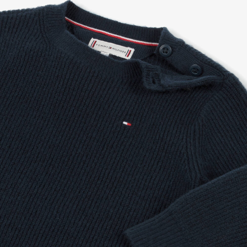 Tommy Hilfiger-Boys Navy Cable Knit Pullover | Childrensalon Outlet