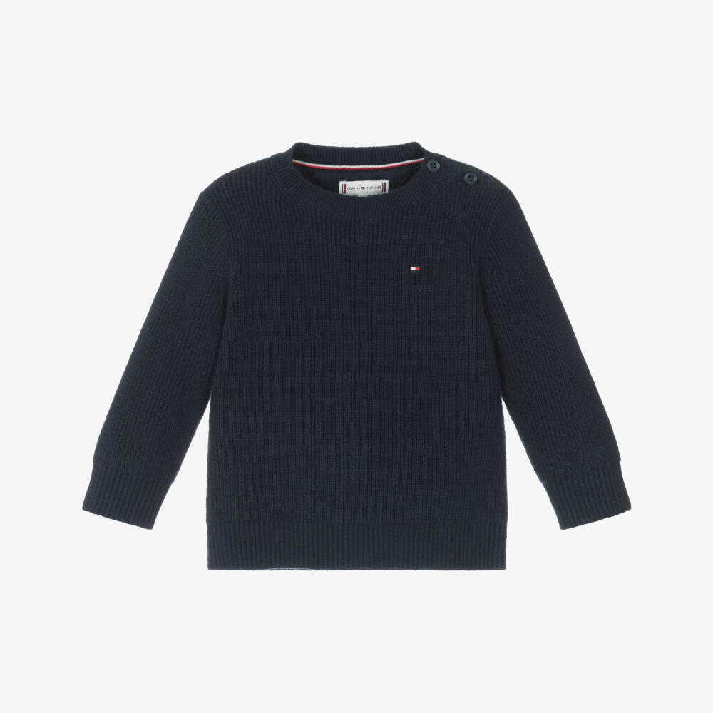 Tommy Hilfiger-Boys Navy Cable Knit Pullover | Childrensalon Outlet