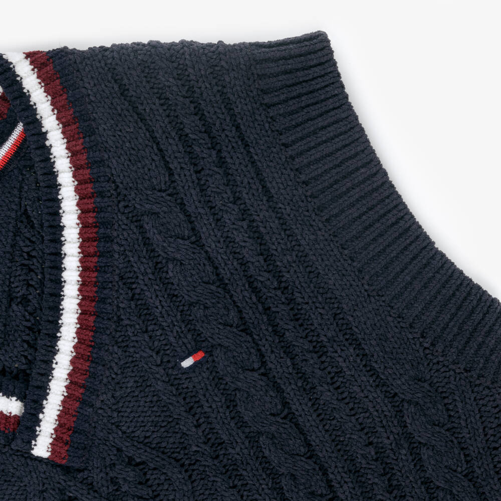 Tommy Hilfiger-Boys Navy Cable Knit Vest | Childrensalon Outlet