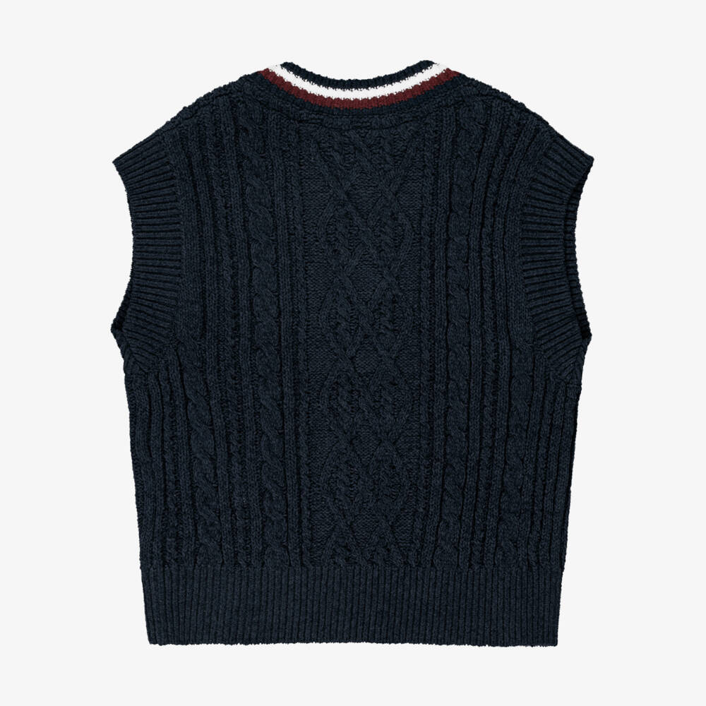 Tommy Hilfiger-Boys Navy Cable Knit Vest | Childrensalon Outlet