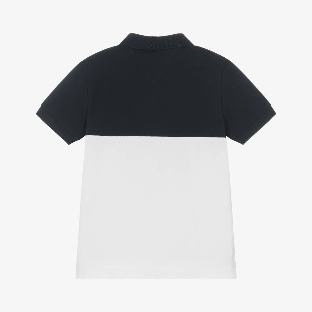 Tommy Hilfiger-Boys Navy Colorblock Polo Top | Childrensalon Outlet