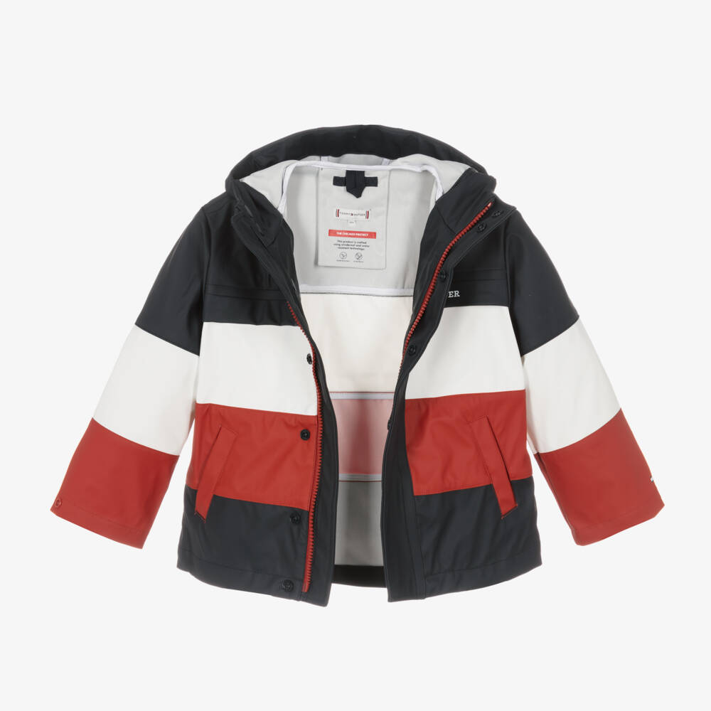 Tommy Hilfiger-Синяя куртка с капюшоном в стиле колор-блок | Childrensalon Outlet