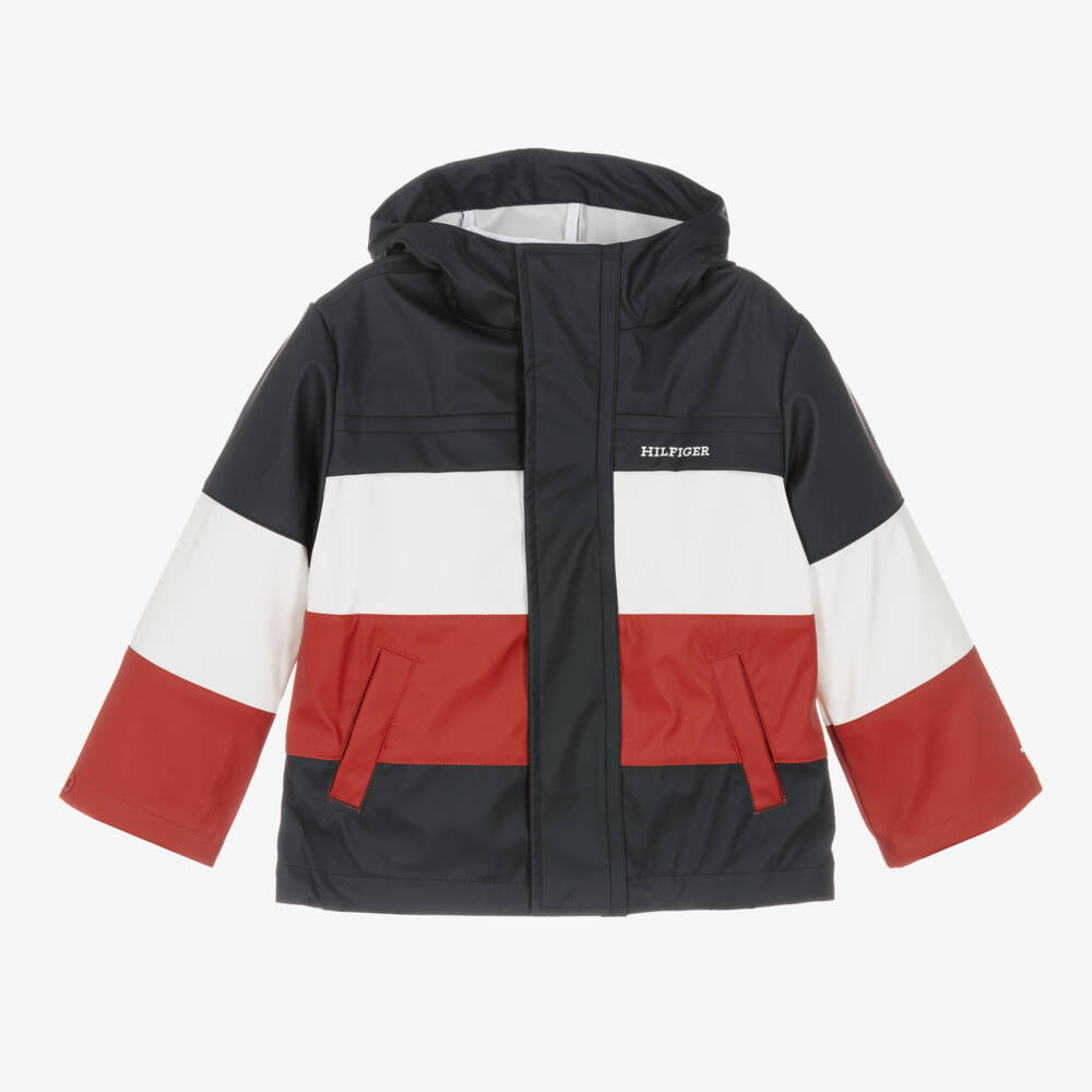 Tommy Hilfiger-Boys Navy Colourblock Jacket | Childrensalon Outlet