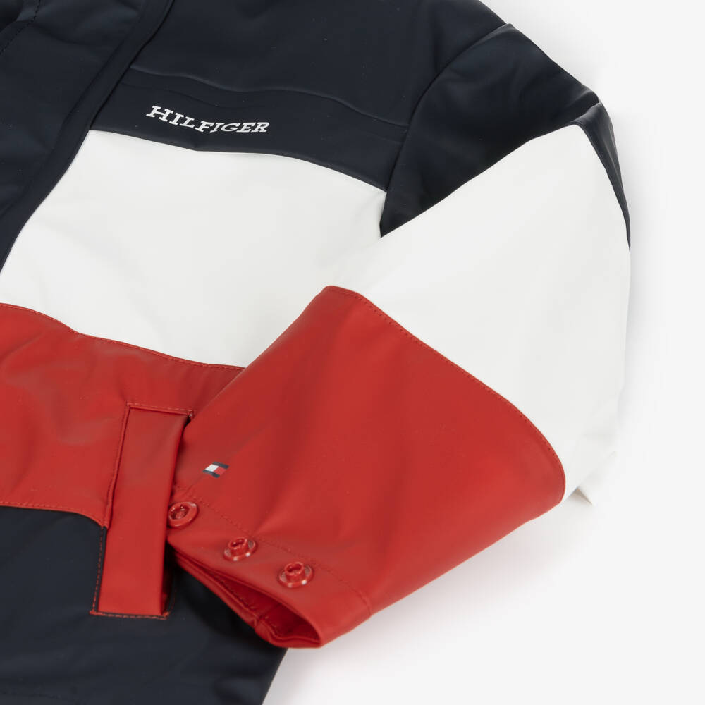 Tommy Hilfiger-Синяя куртка с капюшоном в стиле колор-блок | Childrensalon Outlet