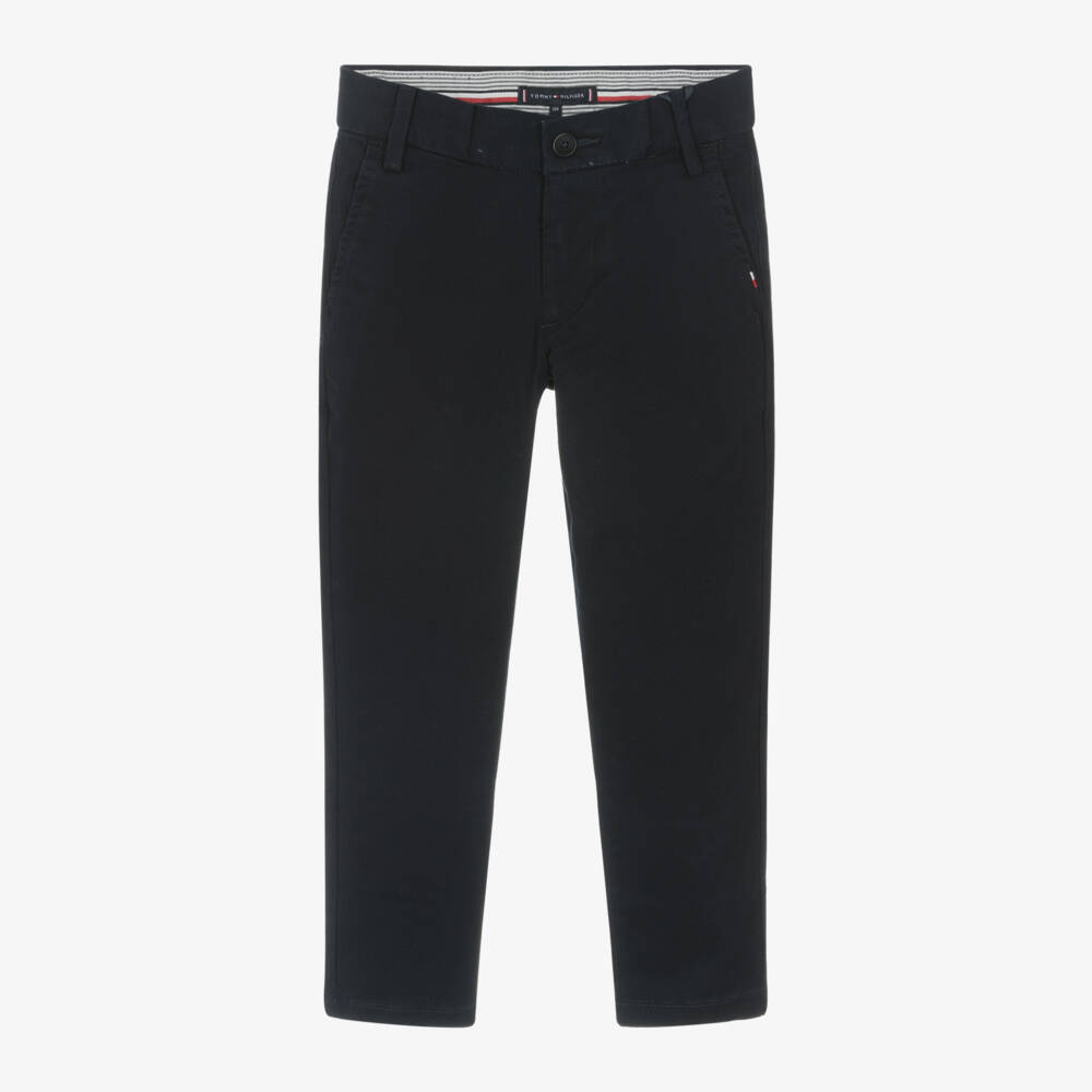 Tommy Hilfiger-Boys Navy Cotton Twill Trousers | Childrensalon Outlet