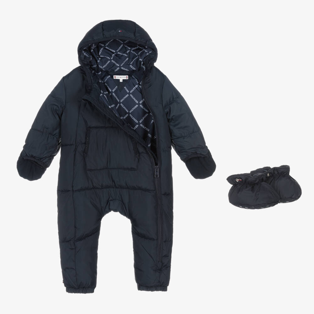 Tommy Hilfiger-Boys Navy Cozy Hooded Snowsuit | Childrensalon Outlet