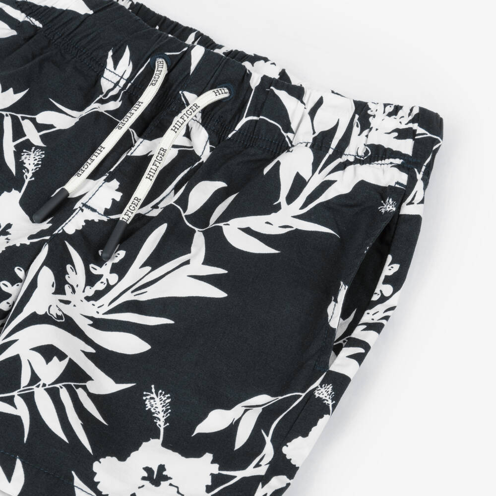 Tommy Hilfiger-Boys Navy Floral Cotton Shorts | Childrensalon Outlet