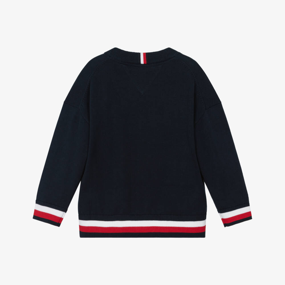 Tommy Hilfiger-Boys Navy Knit Stripe Sweater | Childrensalon Outlet
