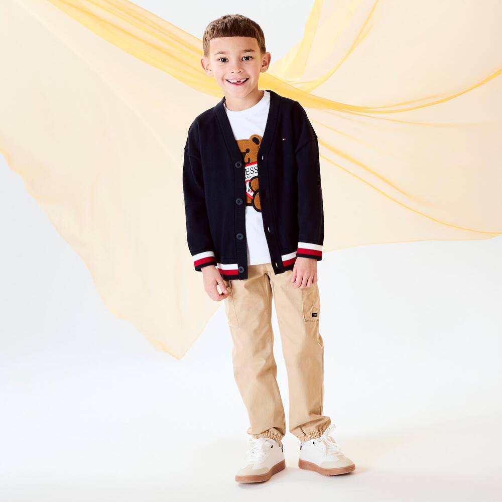 Tommy Hilfiger-Boys Navy Knit Stripe Sweater | Childrensalon Outlet