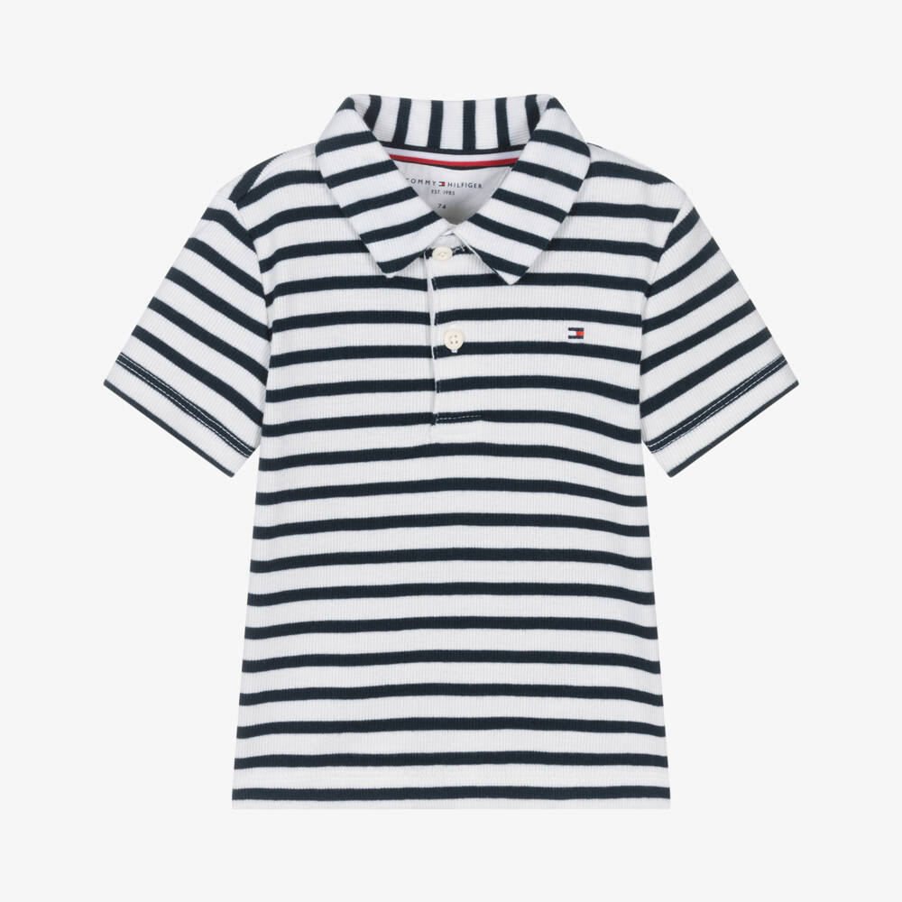 Tommy Hilfiger-Boys Navy Nautical Stripe Polo | Childrensalon Outlet