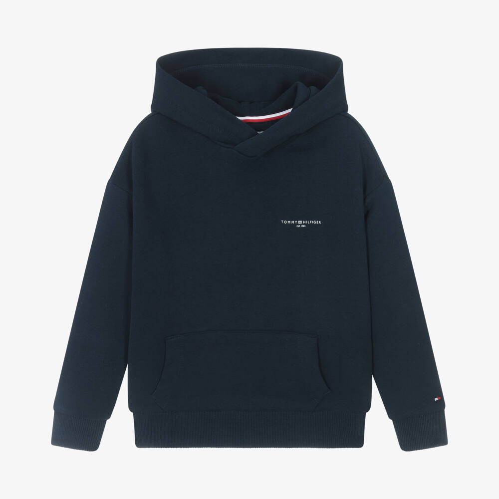 Tommy Hilfiger-Boys Navy Organic Cotton Hoodie | Childrensalon Outlet