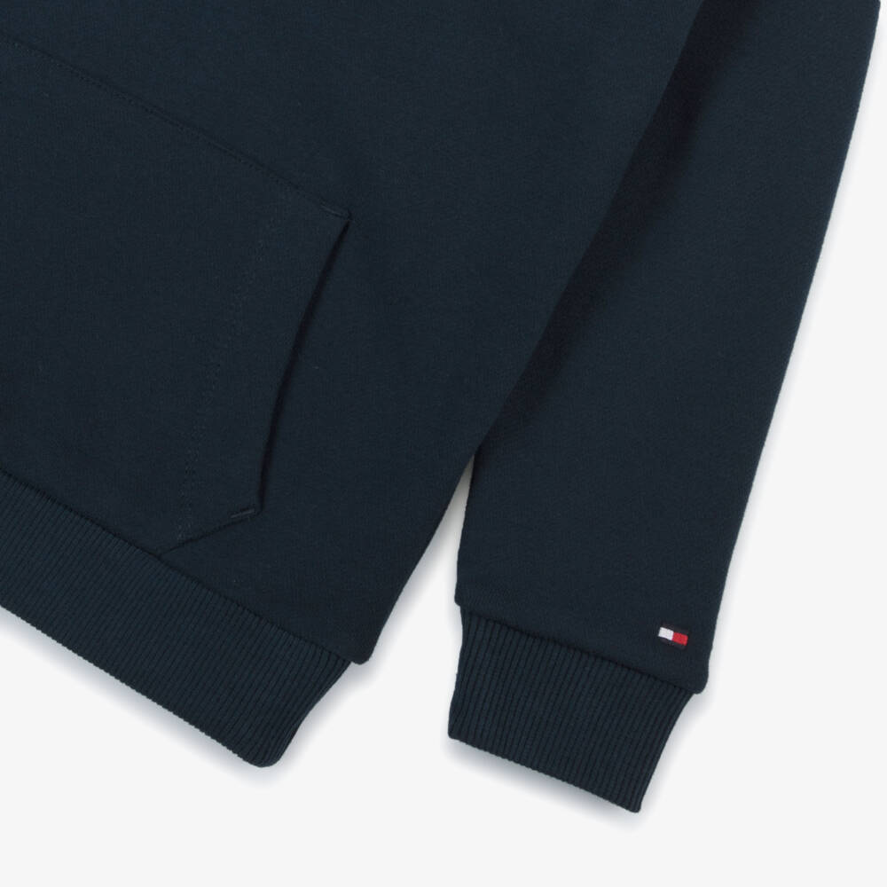 Tommy Hilfiger-Boys Navy Organic Cotton Hoodie | Childrensalon Outlet