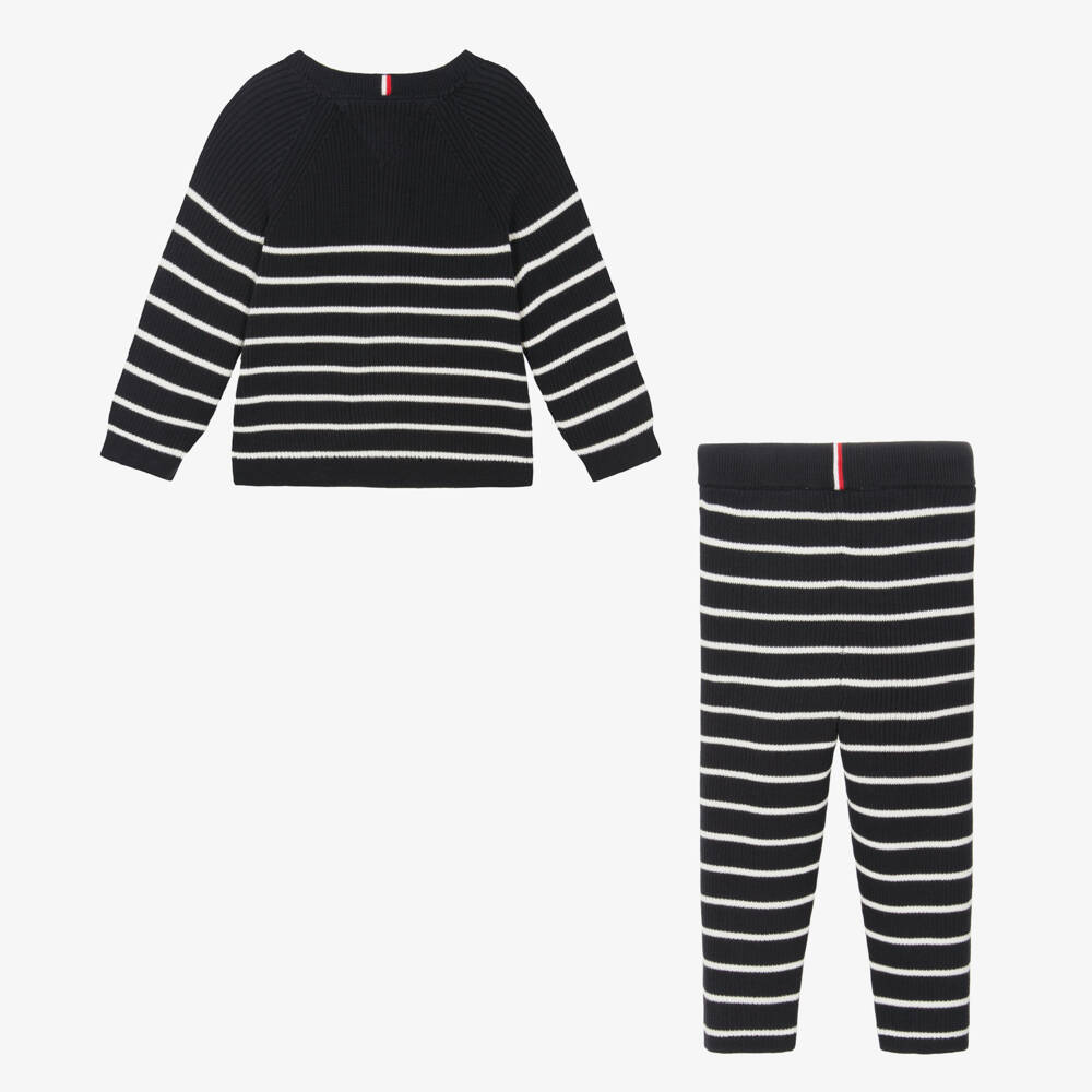 Tommy Hilfiger-Boys Navy Striped Cotton Set | Childrensalon Outlet
