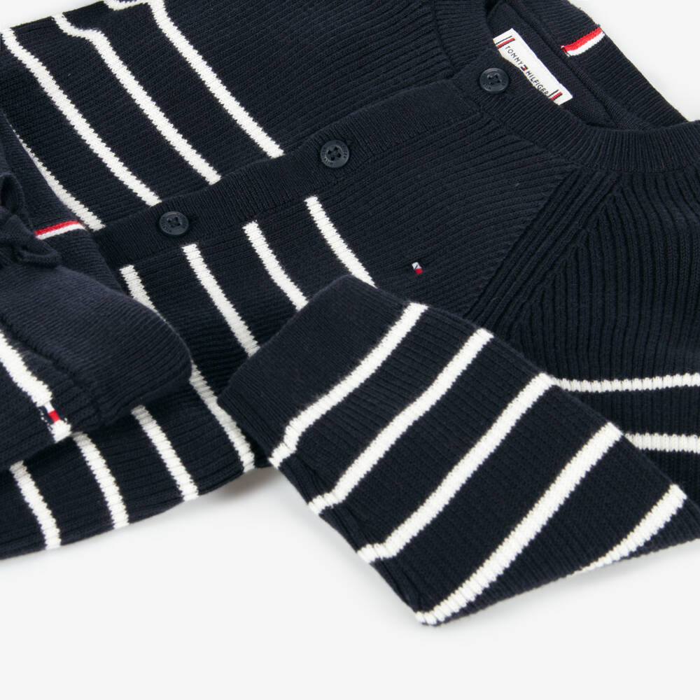 Tommy Hilfiger-Boys Navy Striped Cotton Set | Childrensalon Outlet