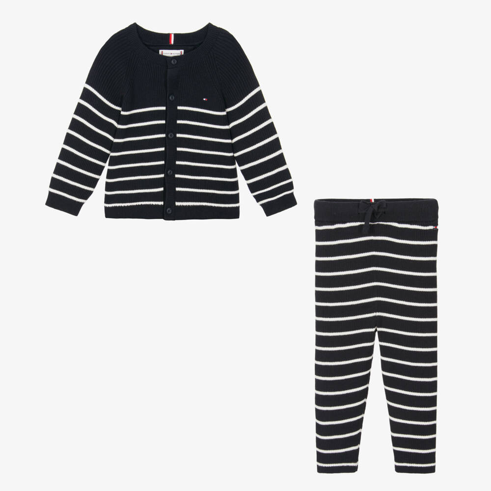 Tommy Hilfiger-Boys Navy Striped Cotton Set | Childrensalon Outlet