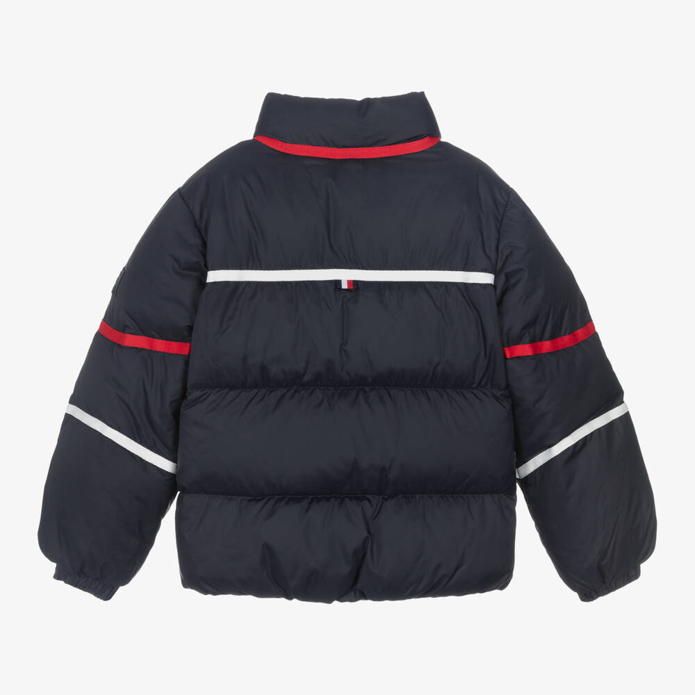 Tommy Hilfiger-Boys Navy Striped Puffer Coat | Childrensalon Outlet