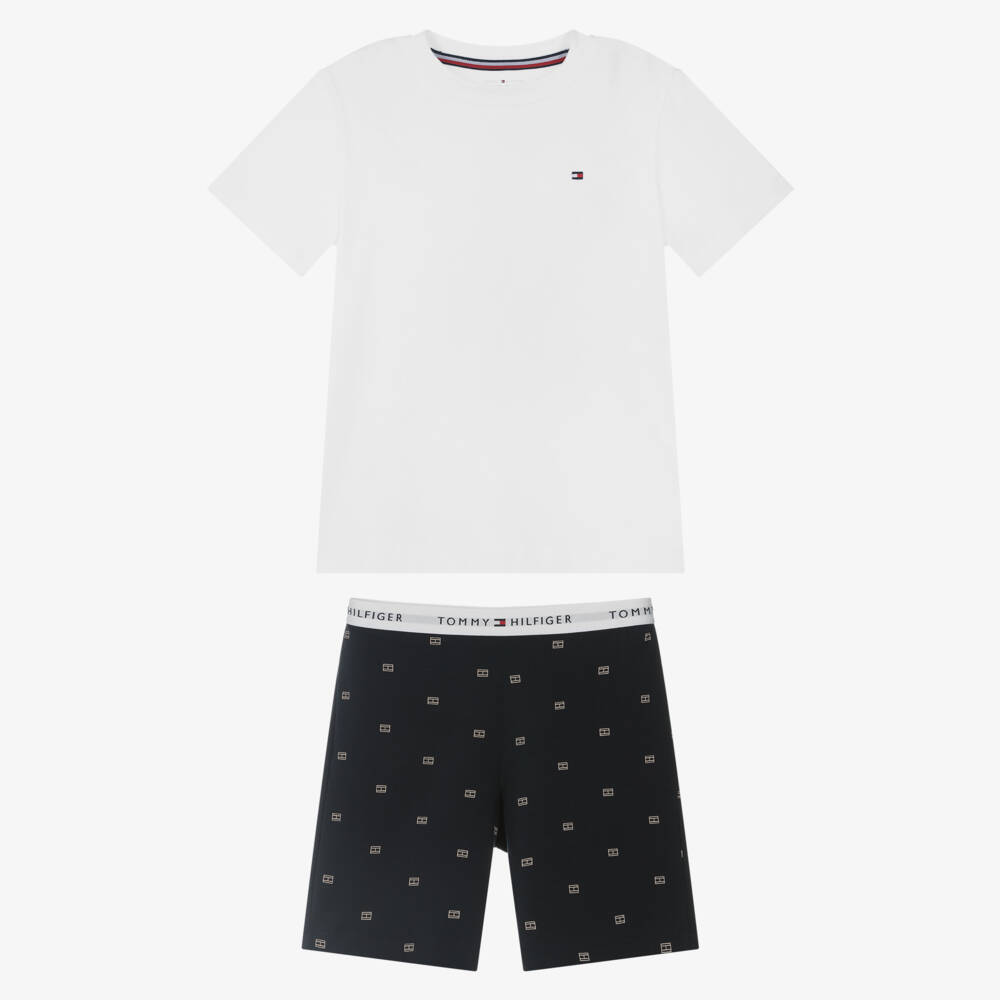 Tommy Hilfiger-Boys Navy & White Logo Sleepwear | Childrensalon Outlet