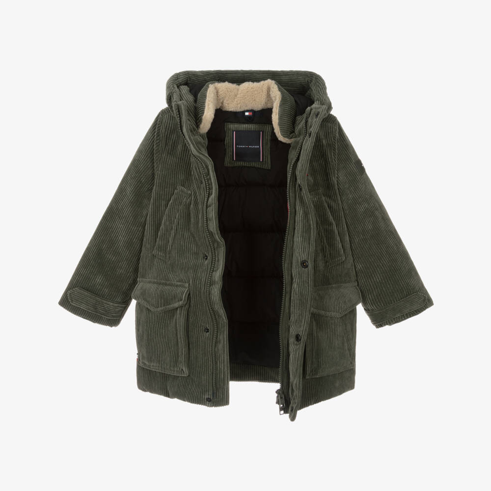 Tommy Hilfiger-Boys Olive Green Corduroy Parka | Childrensalon Outlet