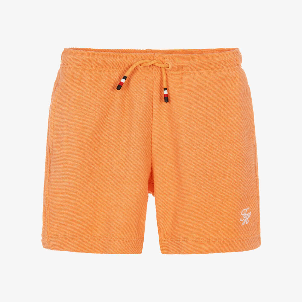 Tommy Hilfiger-Boys Orange Ribbed Cotton Jersey Shorts | Childrensalon Outlet