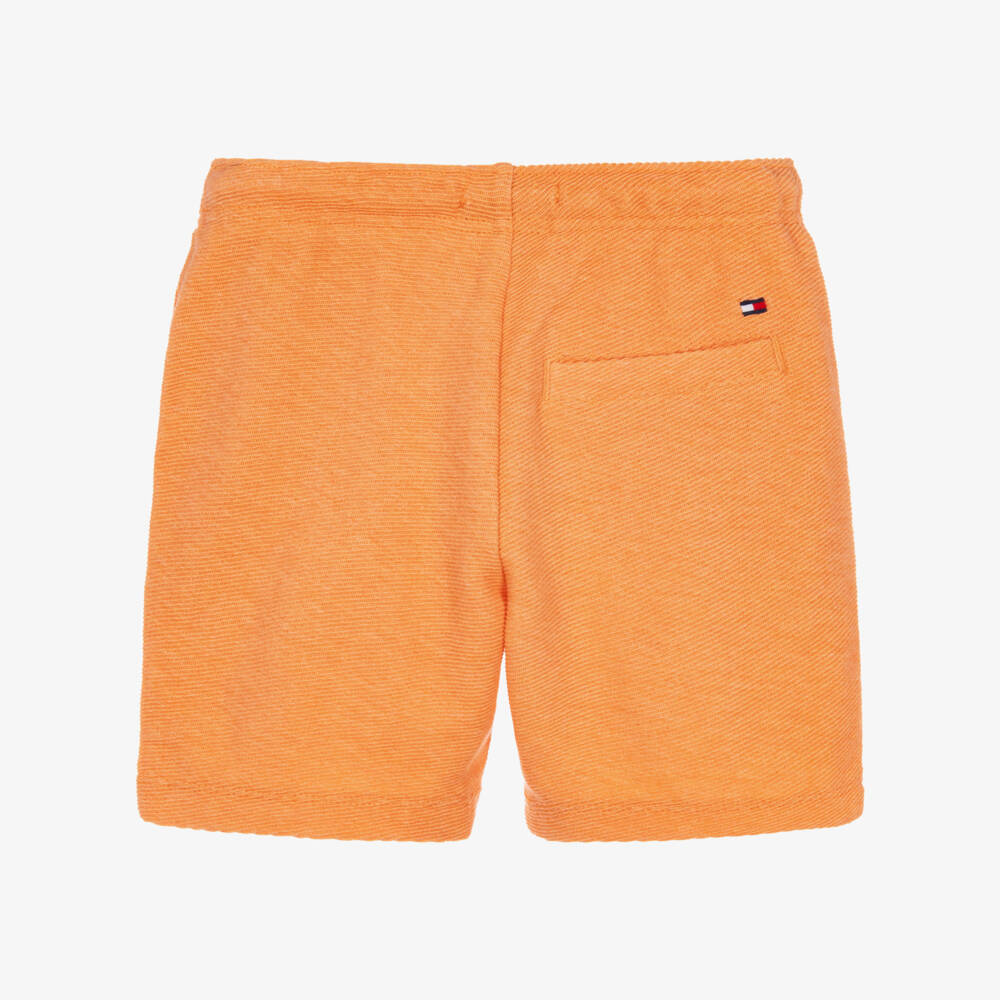 Tommy Hilfiger-Boys Orange Ribbed Cotton Jersey Shorts | Childrensalon Outlet