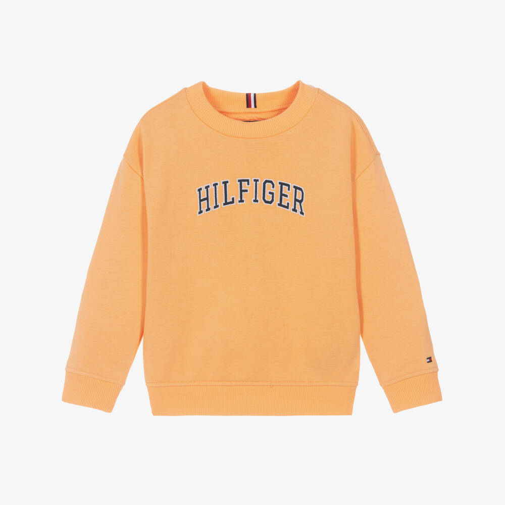 Tommy Hilfiger-Boys Orange Varsity Logo Cotton Sweatshirt | Childrensalon Outlet