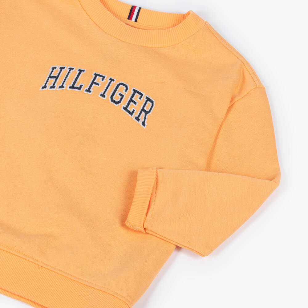 Tommy Hilfiger-Boys Orange Varsity Logo Cotton Sweatshirt | Childrensalon Outlet