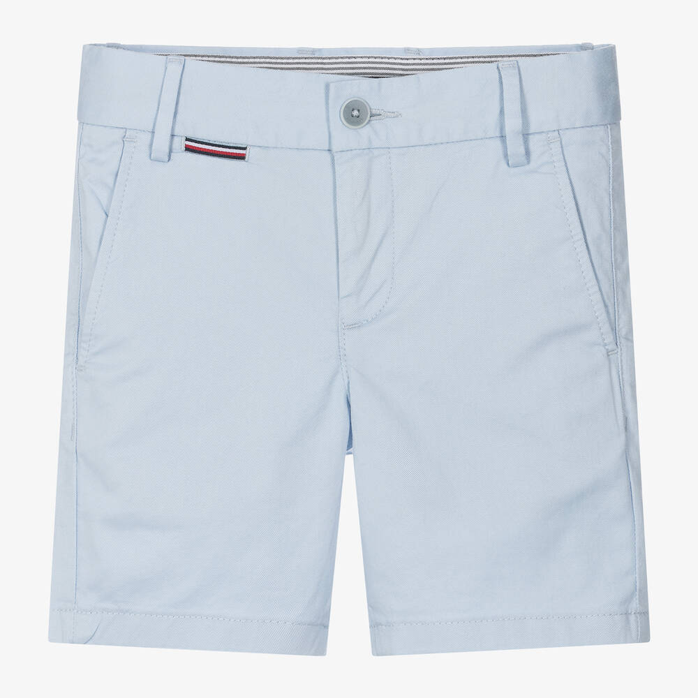 Tommy Hilfiger-شورت قطن تشينو تويل لون أزرق فاتح للأولاد | Childrensalon Outlet