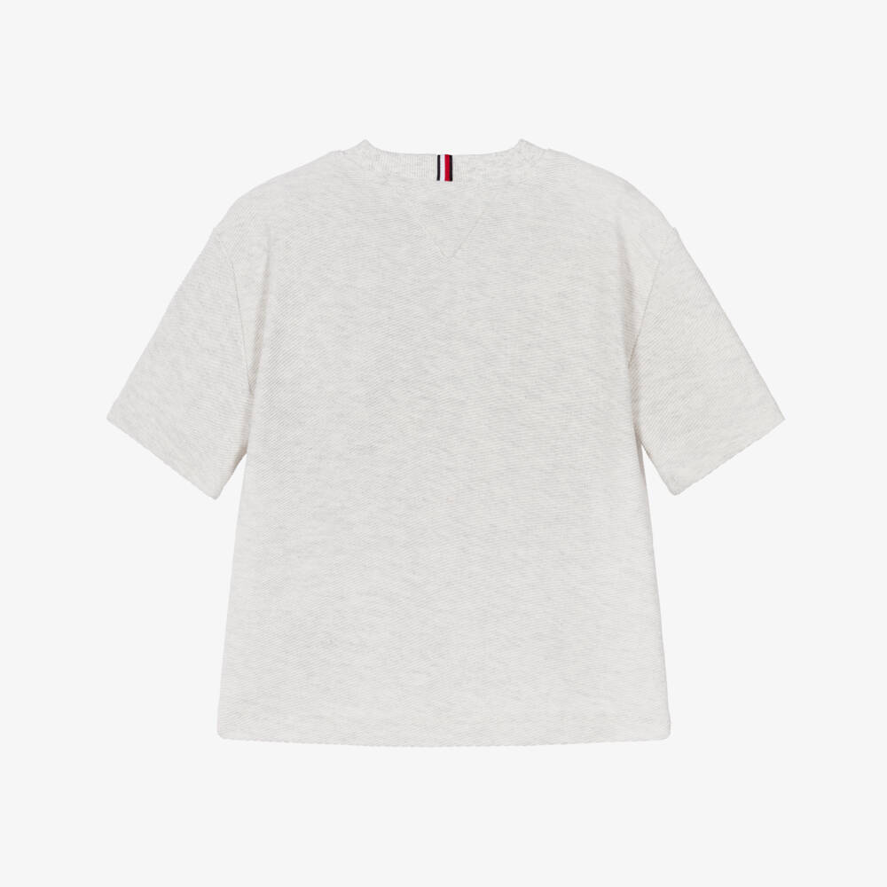 Tommy Hilfiger-Boys Pale Grey Marl Cotton T-Shirt | Childrensalon Outlet