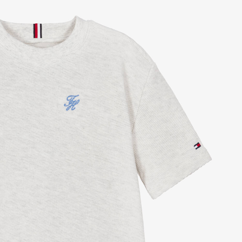 Tommy Hilfiger-Boys Pale Grey Marl Cotton T-Shirt | Childrensalon Outlet
