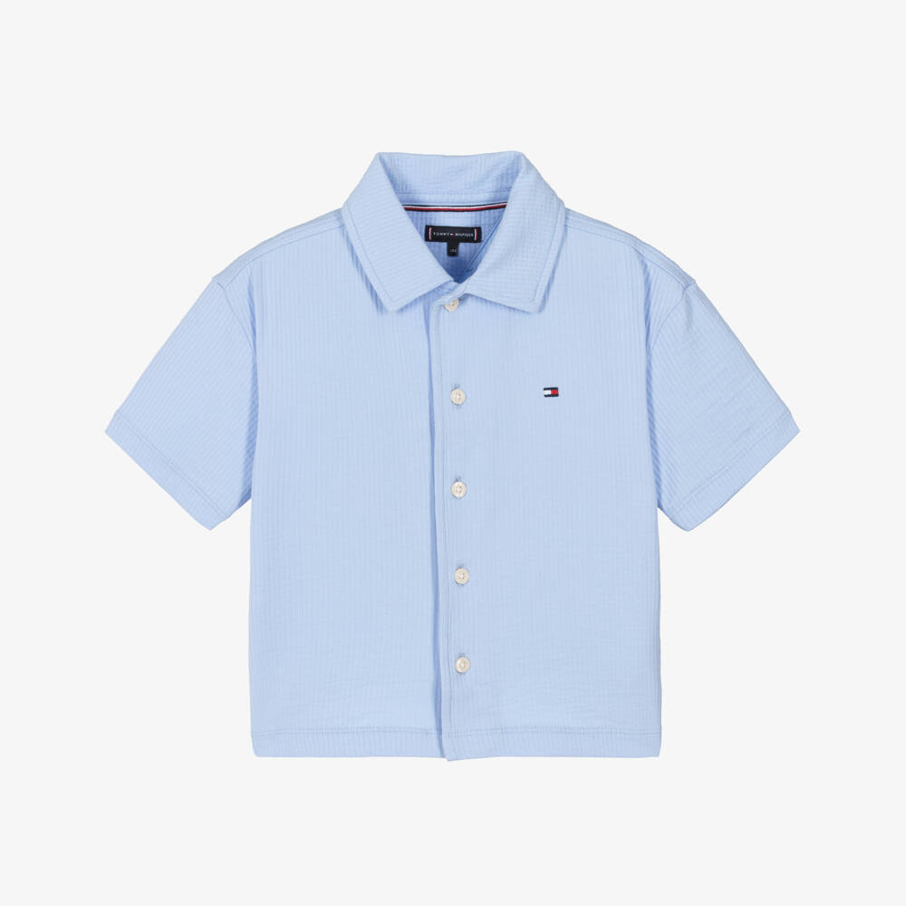 Tommy Hilfiger-Рубашка из светло-голубого сеерсакера для мальчиков | Childrensalon Outlet