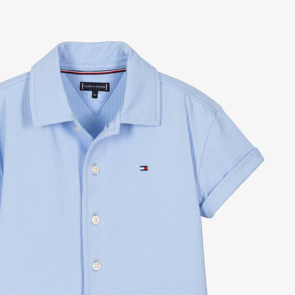 Tommy Hilfiger-Рубашка из светло-голубого сеерсакера для мальчиков | Childrensalon Outlet