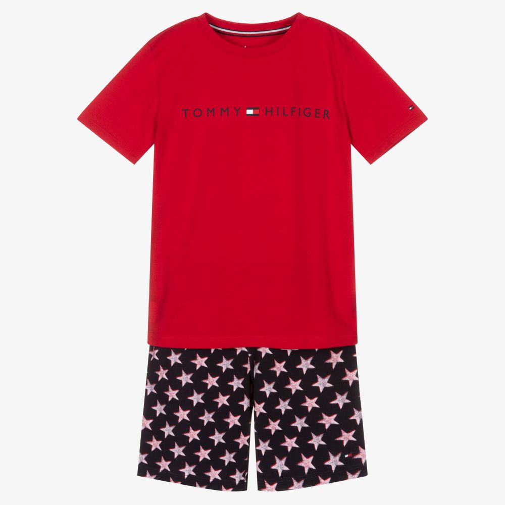Tommy Hilfiger - Boys Red & Blue Cotton Pyjamas | Childrensalon