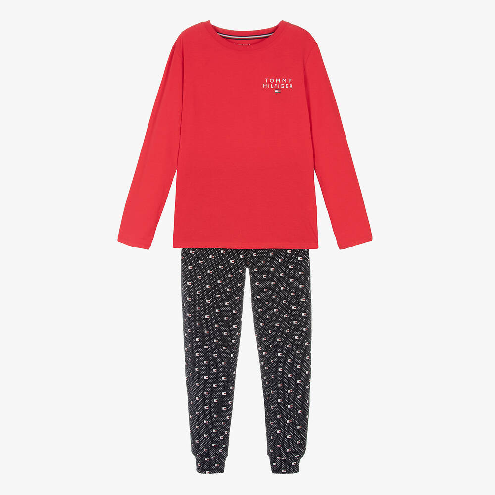 Tommy Hilfiger - Boys Red & Blue Cotton Pyjamas | Childrensalon