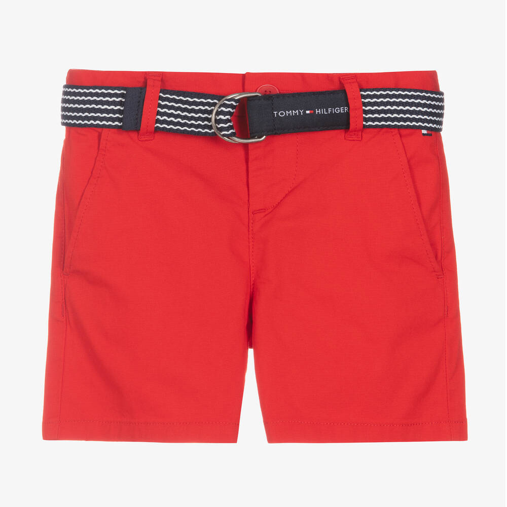 Tommy Hilfiger - Boys Red Cotton Chino Shorts | Childrensalon
