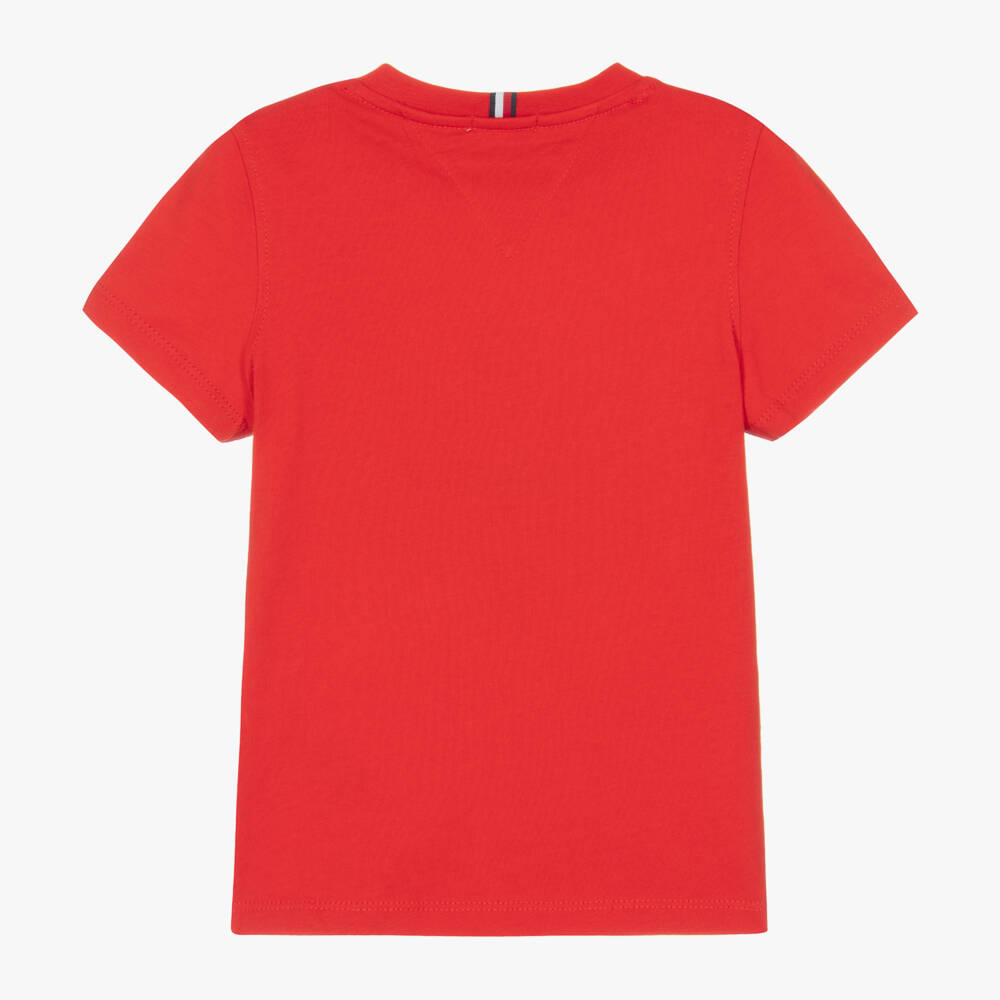 Tommy Hilfiger-Boys Red Cotton Flag Logo T-Shirt | Childrensalon Outlet