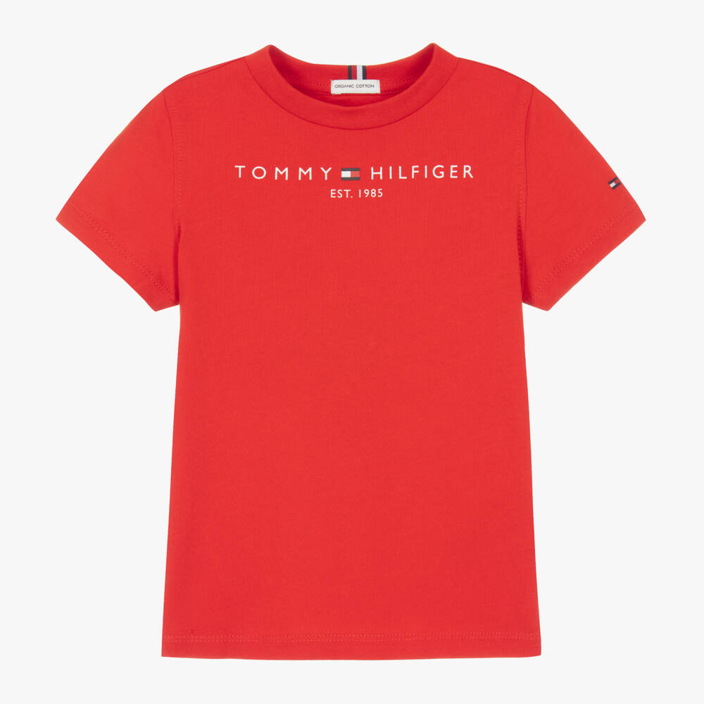 Tommy Hilfiger-Boys Red Cotton Flag Logo T-Shirt | Childrensalon Outlet