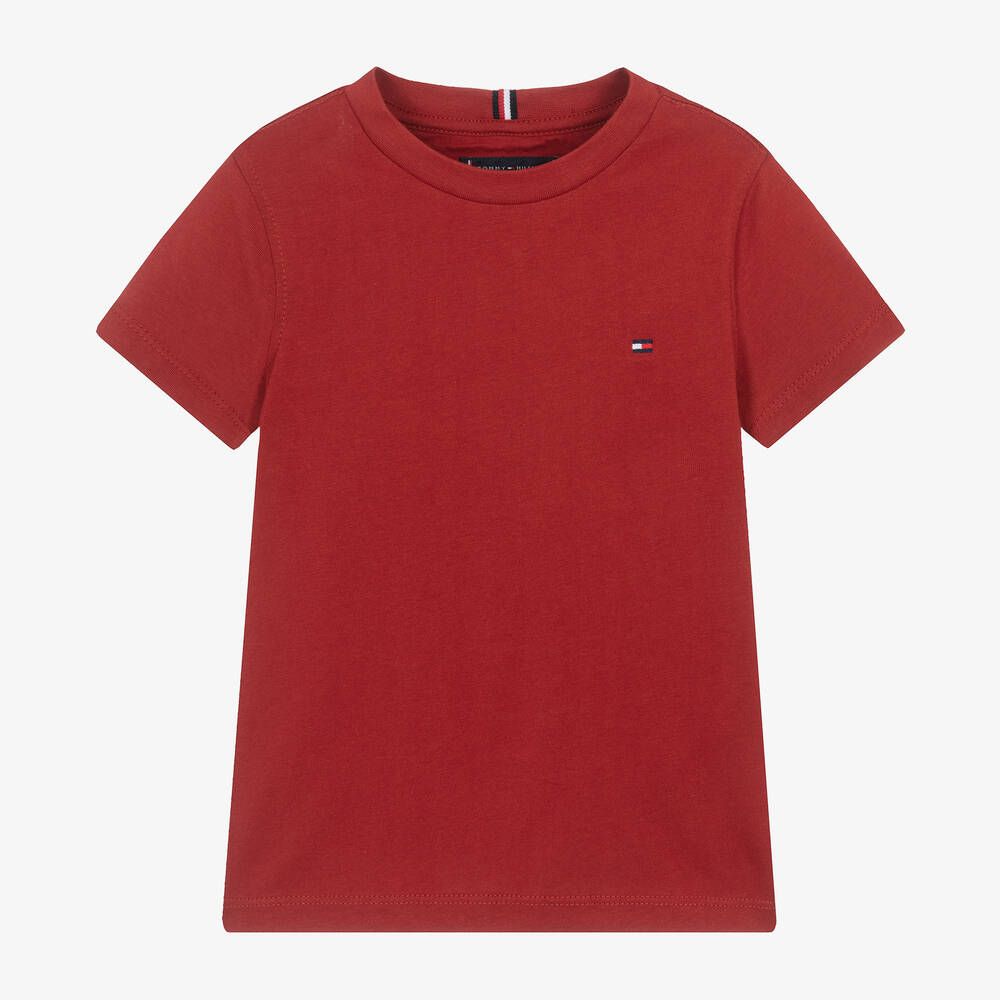 Tommy Hilfiger-Boys Red Cotton Flag Logo T-Shirt | Childrensalon Outlet