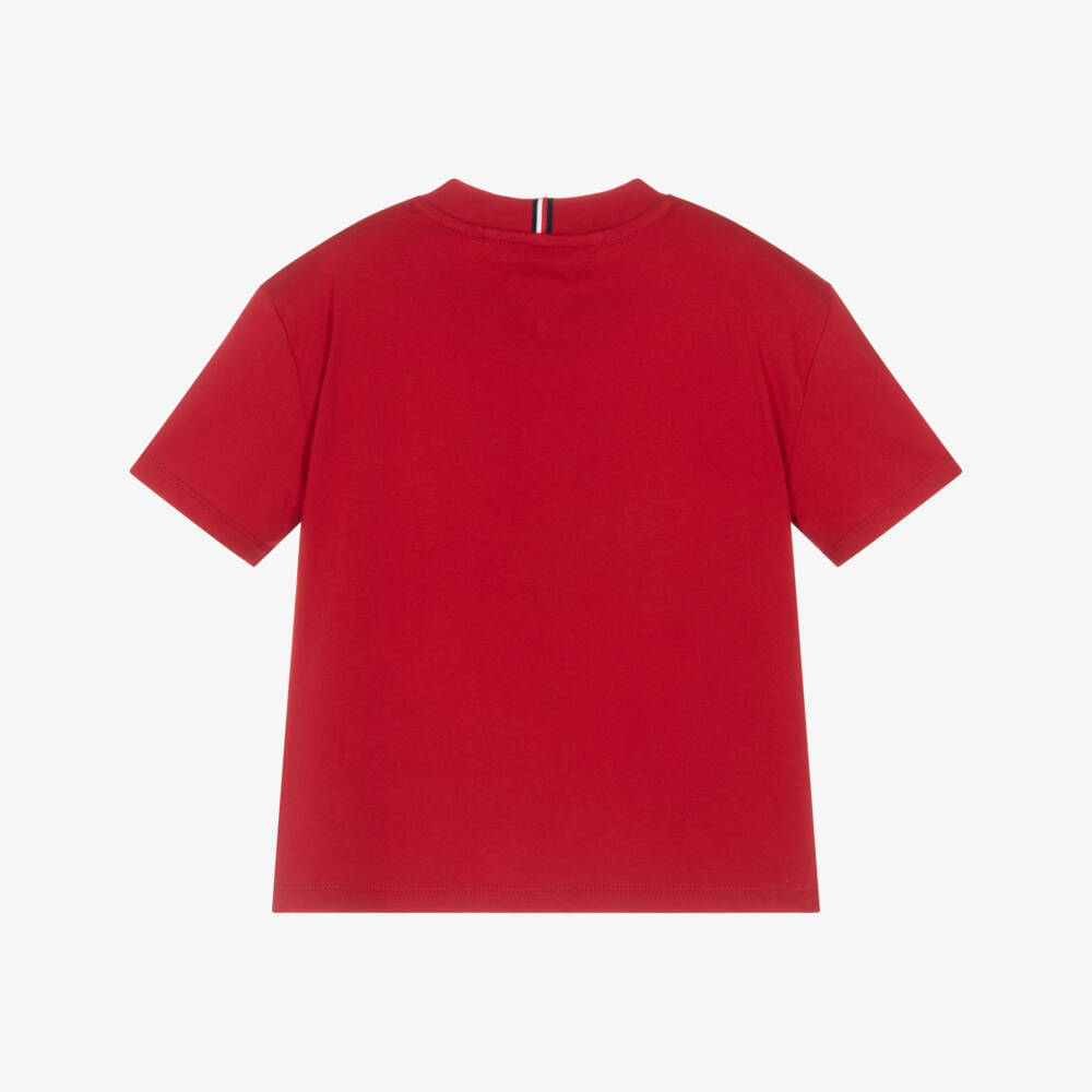 Tommy Hilfiger-Boys Red Cotton Flag Logo T-Shirt | Childrensalon Outlet