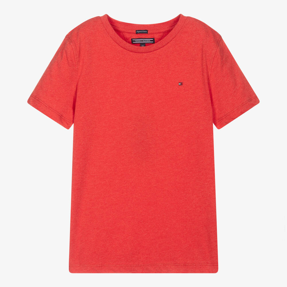 Tommy Hilfiger-Boys Red Cotton Logo Tee | Childrensalon Outlet