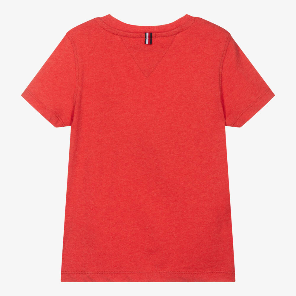 Tommy Hilfiger-Boys Red Marl Cotton Flag Logo T-Shirt | Childrensalon Outlet