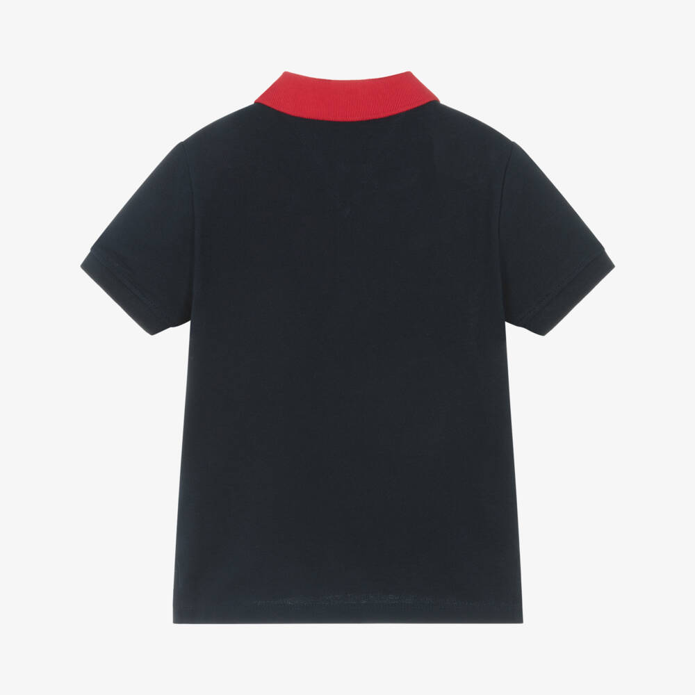 Tommy Hilfiger-Boys Red & Navy Cotton Polo | Childrensalon Outlet