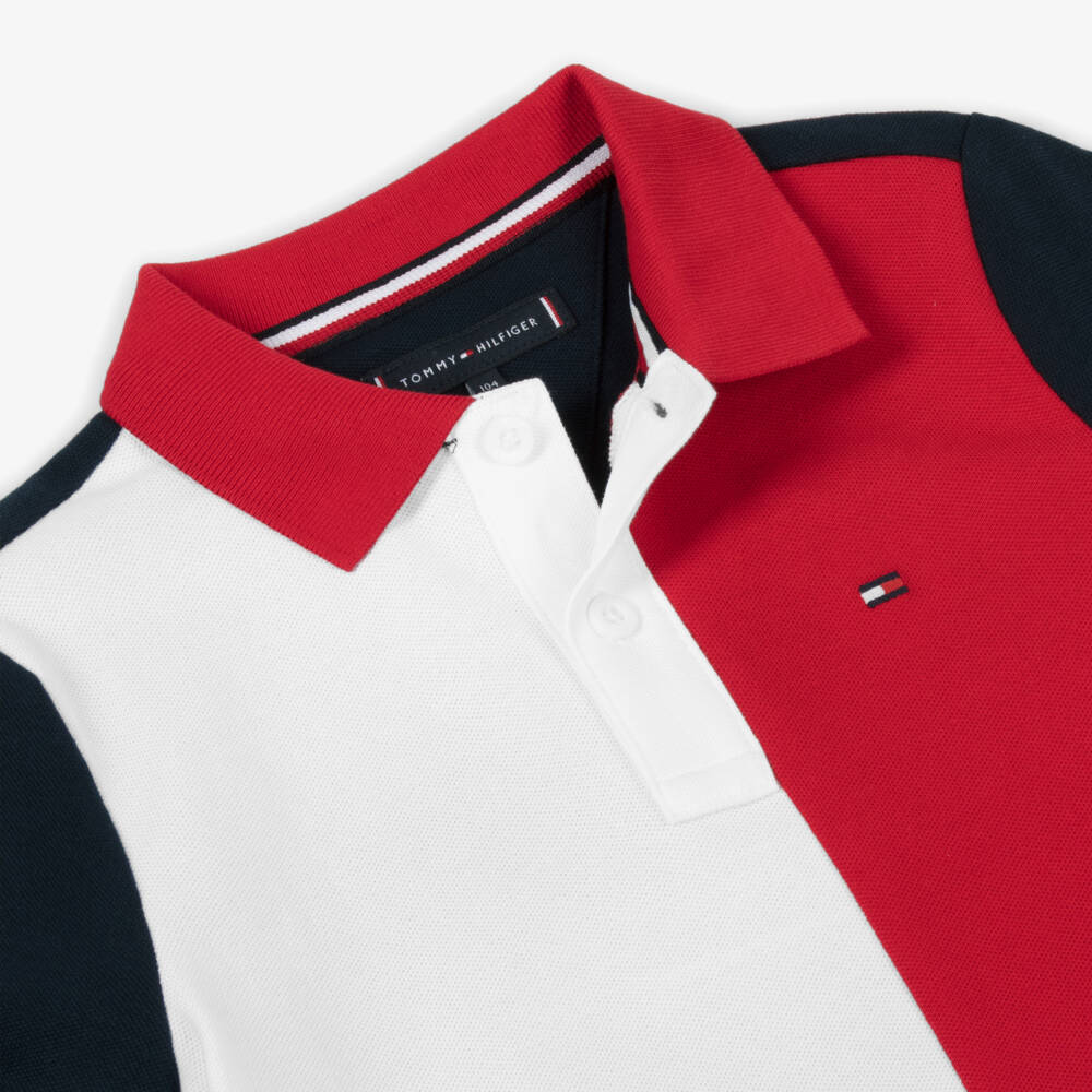 Tommy Hilfiger-Boys Red & Navy Cotton Polo | Childrensalon Outlet