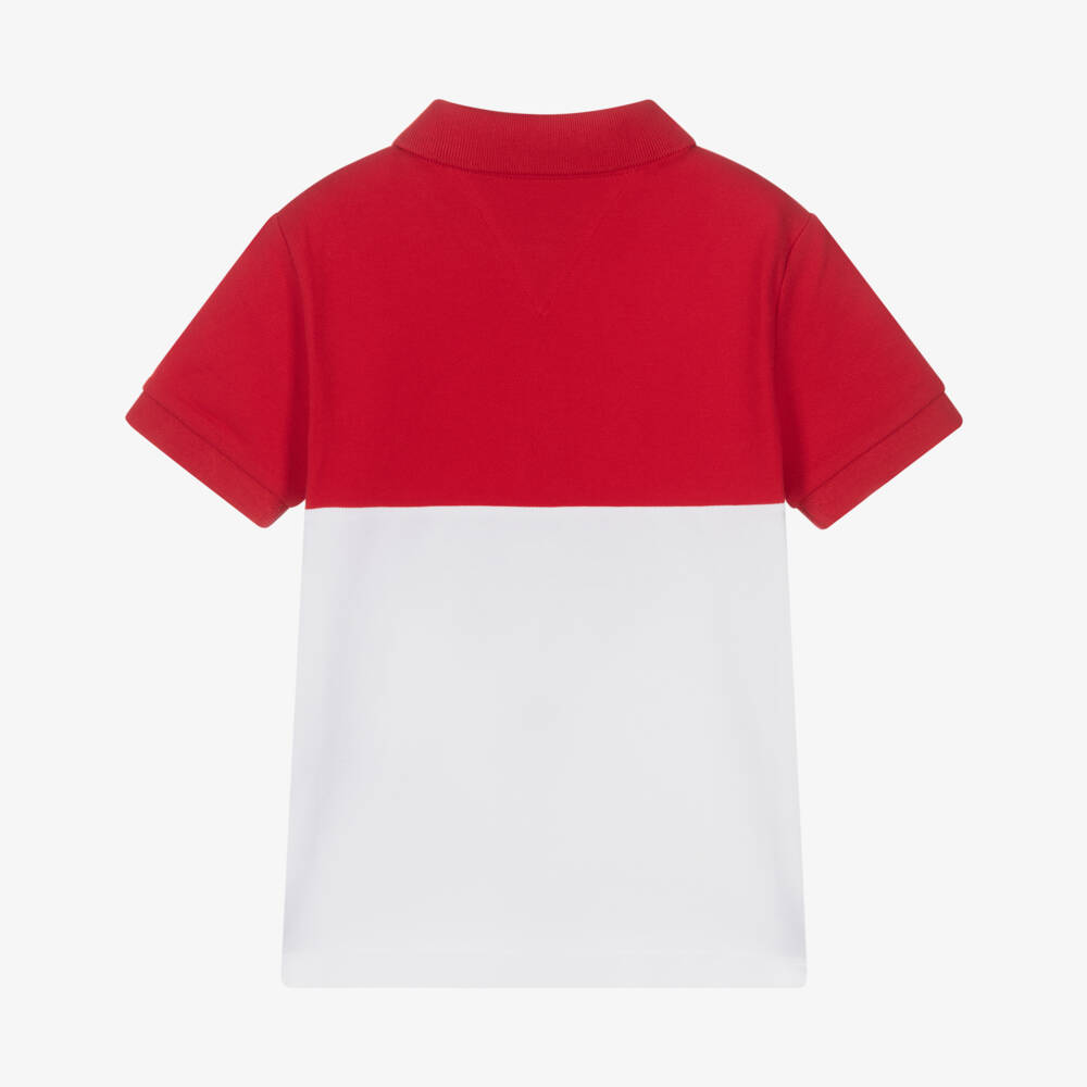 Tommy Hilfiger-Boys' Red & White Cotton Polo | Childrensalon Outlet